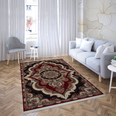 فرش ماشینی هیوا طرح کلاسیک R-111 لاکی ۷۰۰ شانه