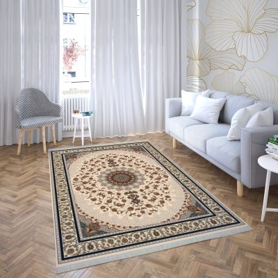 فرش ماشینی هیوا طرح کلاسیک C-127 کرم ۷۰۰ شانه