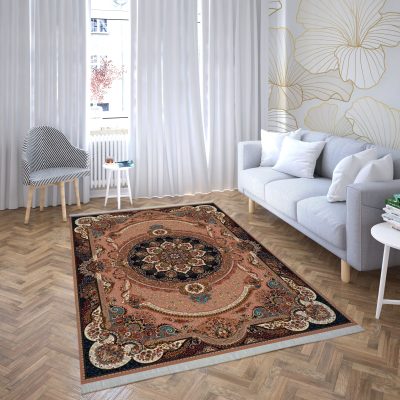 فرش ماشینی هیوا طرح کلاسیک BE-102 بژ ۷۰۰ شانه