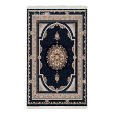 فرش ماشینی هیوا طرح کلاسیک N-129 سرمه ای ۷۰۰ شانه