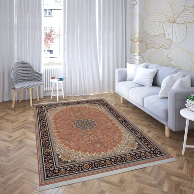 فرش ماشینی هیوا طرح کلاسیک BE-128 بژ ۷۰۰ شانه