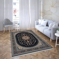 فرش ماشینی هیوا طرح کلاسیک N-128 سرمه ای ۷۰۰ شانه