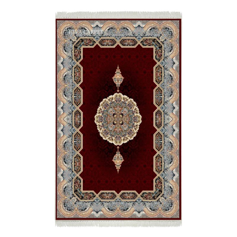 فرش ماشینی هیوا طرح کلاسیک R-106 لاکی ۷۰۰ شانه