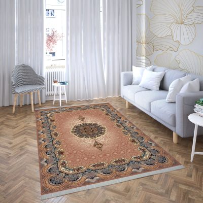 فرش ماشینی هیوا طرح کلاسیک BE-106 بژ ۷۰۰ شانه