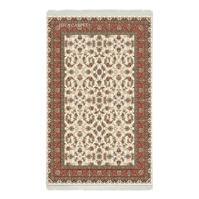 فرش ماشینی هیوا طرح کلاسیک C-113 کرم ۷۰۰ شانه