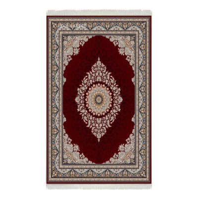 فرش ماشینی هیوا طرح کلاسیک R-126 لاکی ۷۰۰ شانه