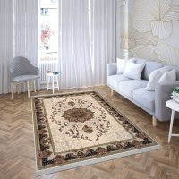 فرش ماشینی هیوا طرح کلاسیک C-107 کرم ۷۰۰ شانه