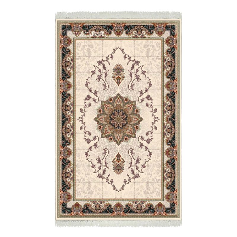 فرش ماشینی هیوا طرح کلاسیک C-107 کرم ۷۰۰ شانه