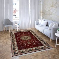 فرش ماشینی هیوا طرح کلاسیک R-107 لاکی ۷۰۰ شانه