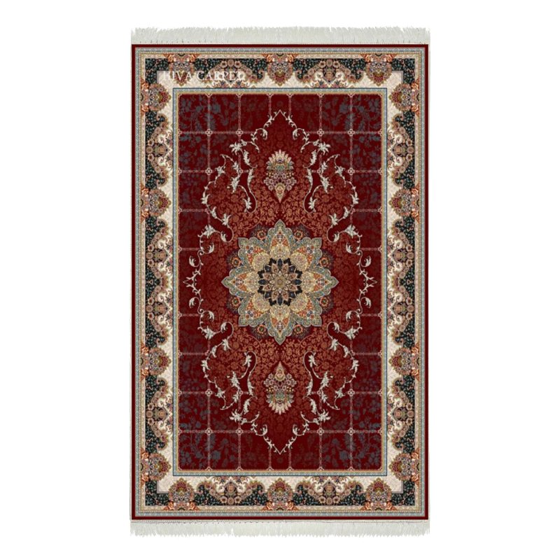 فرش ماشینی هیوا طرح کلاسیک R-107 لاکی ۷۰۰ شانه