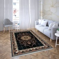 فرش ماشینی هیوا طرح کلاسیک N-107 سرمه ای ۷۰۰ شانه