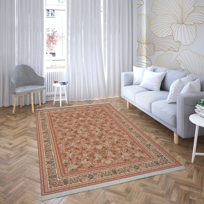 فرش ماشینی هیوا طرح کلاسیک BE-118 بژ ۷۰۰ شانه