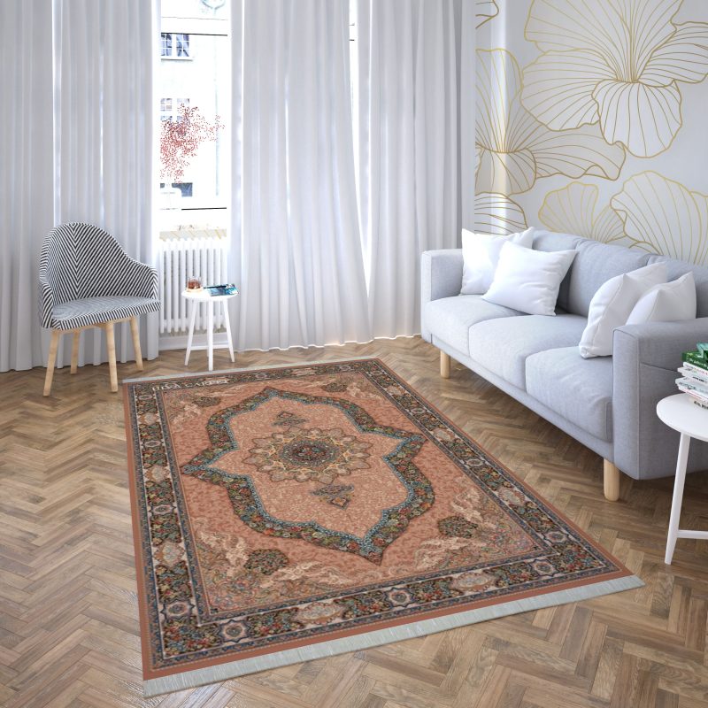 فرش ماشینی هیوا طرح کلاسیک BE-120 بژ ۷۰۰ شانه