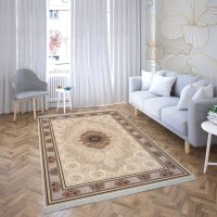 فرش ماشینی هیوا طرح کلاسیک C-117 کرم ۷۰۰ شانه