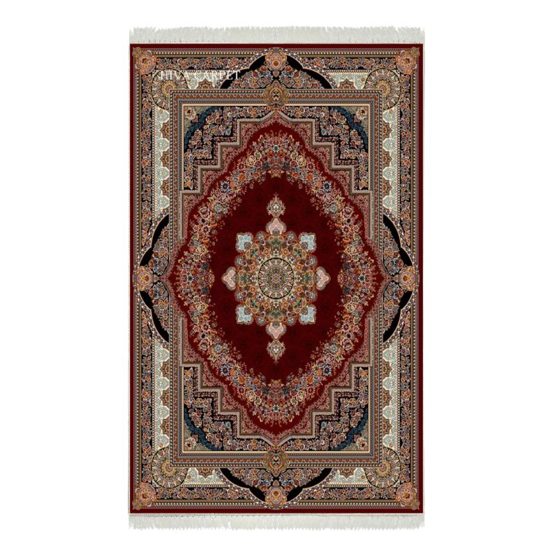 فرش ماشینی هیوا طرح کلاسیک R-110 لاکی ۷۰۰ شانه
