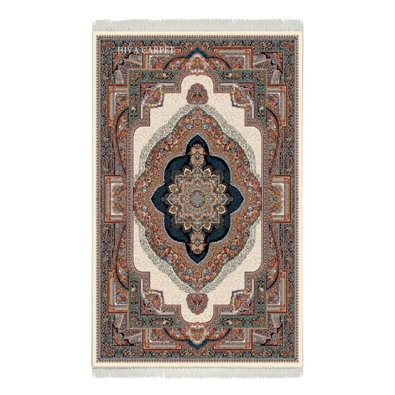 فرش ماشینی هیوا طرح کلاسیک C-104 کرم ۷۰۰ شانه