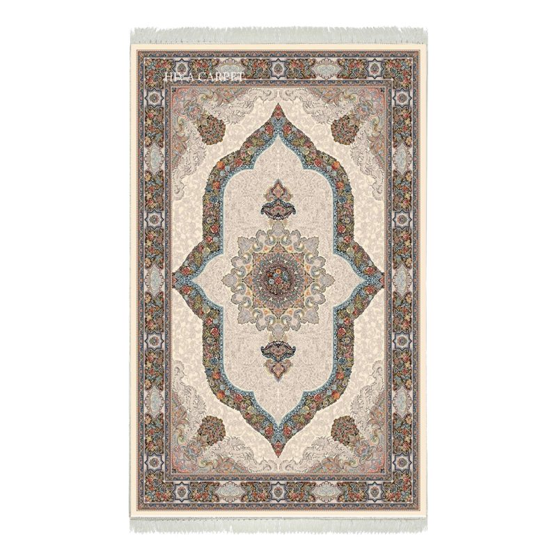 فرش ماشینی هیوا طرح کلاسیک C-120 کرم ۷۰۰ شانه