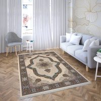 فرش ماشینی هیوا طرح کلاسیک C-120 کرم ۷۰۰ شانه