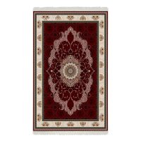 فرش ماشینی هیوا طرح کلاسیک R-117 لاکی ۷۰۰ شانه