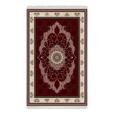 فرش ماشینی هیوا طرح کلاسیک R-117 لاکی ۷۰۰ شانه