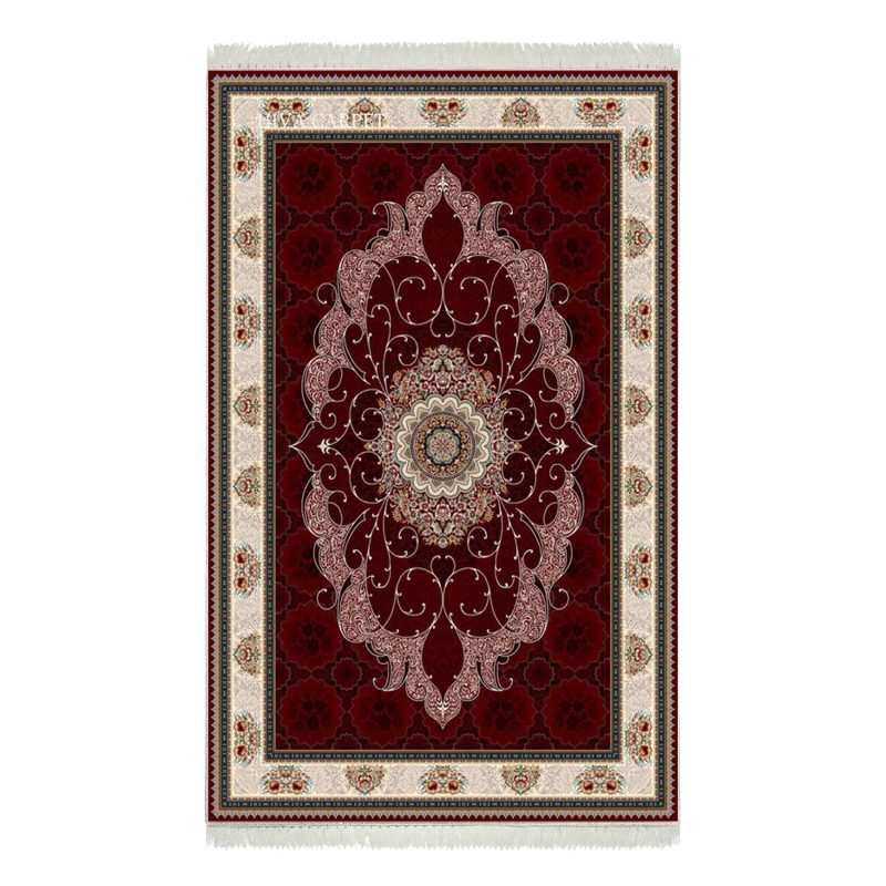 فرش ماشینی هیوا طرح کلاسیک R-117 لاکی ۷۰۰ شانه