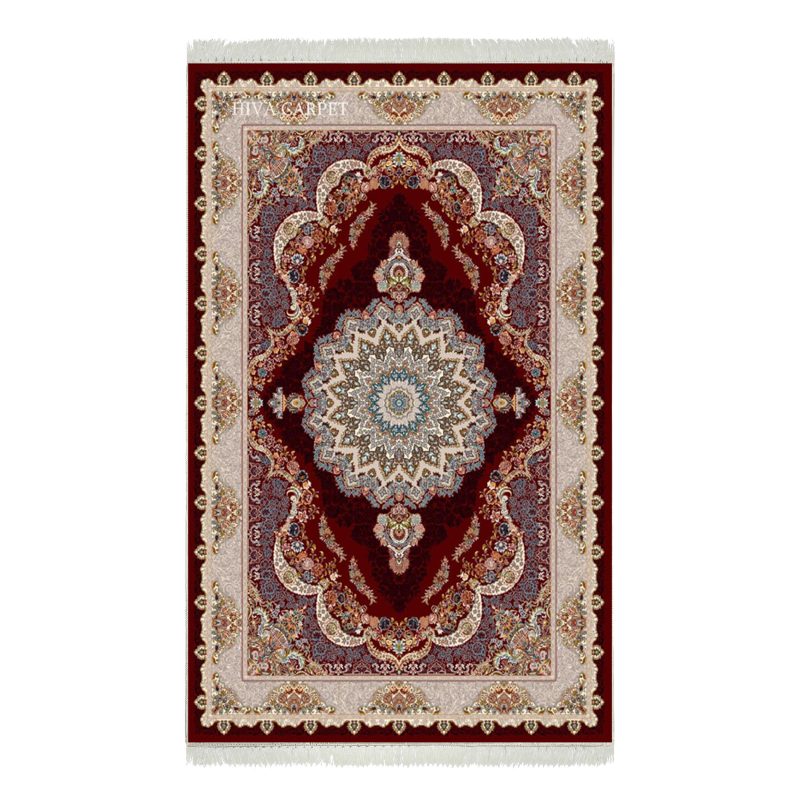 فرش ماشینی هیوا طرح کلاسیک R-119 لاکی ۷۰۰ شانه