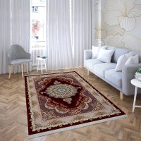 فرش ماشینی هیوا طرح کلاسیک R-119 لاکی ۷۰۰ شانه