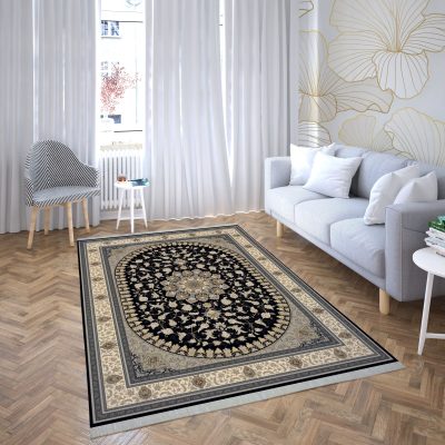 فرش ماشینی هیوا طرح لایت 901-N نقره ای ۷۰۰ شانه