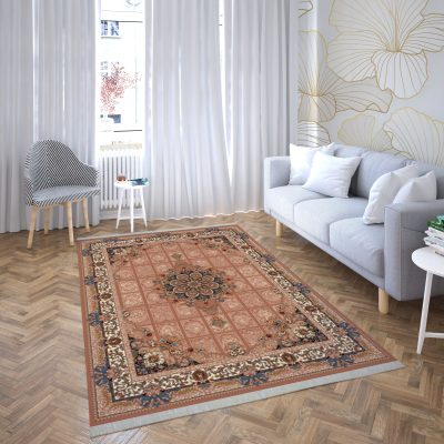 فرش ماشینی هیوا طرح کلاسیک BE-132 بژ ۷۰۰ شانه