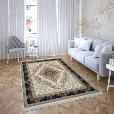 فرش ماشینی هیوا طرح کلاسیک C-131 کرم ۷۰۰ شانه