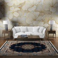 فرش ماشینی هیوا طرح کلاسیک N-132 سرمه ای ۷۰۰ شانه