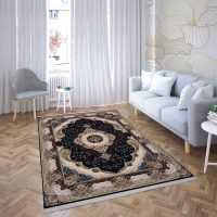 فرش ماشینی هیوا طرح کلاسیک N-134 سرمه ای ۷۰۰ شانه