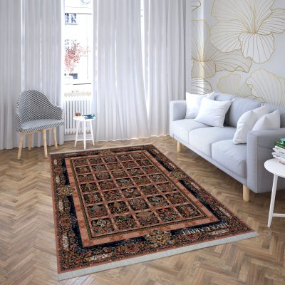 فرش ماشینی هیوا طرح کلاسیک BE-136 بژ ۷۰۰ شانه