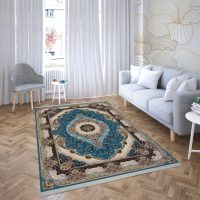 فرش ماشینی هیوا طرح کلاسیک B-134 آبی ۷۰۰ شانه