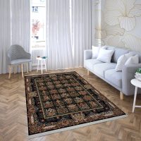 فرش ماشینی هیوا طرح کلاسیک N-136 سرمه ای ۷۰۰ شانه