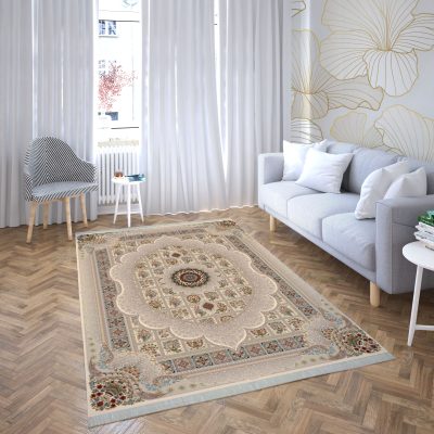 فرش ماشینی هیوا طرح کلاسیک C-137 کرم ۷۰۰ شانه