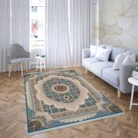 فرش ماشینی هیوا طرح کلاسیک B-137 آبی ۷۰۰ شانه