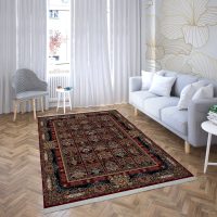 فرش ماشینی هیوا طرح کلاسیک R-136 لاکی ۷۰۰ شانه