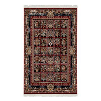 فرش ماشینی هیوا طرح کلاسیک R-136 لاکی ۷۰۰ شانه