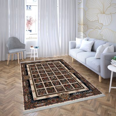 فرش ماشینی هیوا طرح کلاسیک C-136 کرم ۷۰۰ شانه