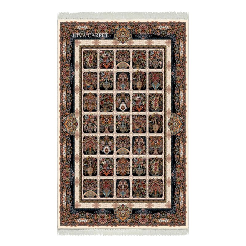 فرش ماشینی هیوا طرح کلاسیک C-136 کرم ۷۰۰ شانه