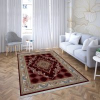 فرش ماشینی هیوا طرح کلاسیک R-131 لاکی ۷۰۰ شانه