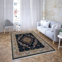 فرش ماشینی هیوا طرح کلاسیک N-131 سرمه ای ۷۰۰ شانه