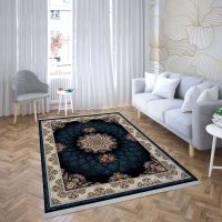 فرش ماشینی هیوا طرح کلاسیک N-135 سرمه ای ۷۰۰ شانه