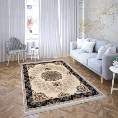 فرش ماشینی هیوا طرح کلاسیک C-135 کرم ۷۰۰ شانه