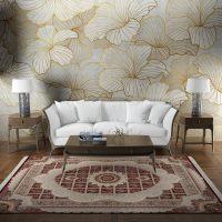 فرش ماشینی هیوا طرح کلاسیک R-137 لاکی ۷۰۰ شانه