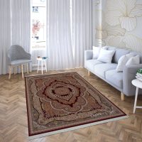 فرش ماشینی هیوا طرح کلاسیک R-130 لاکی ۷۰۰ شانه
