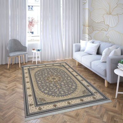 فرش ماشینی هیوا طرح لایت 901-S نقره ای ۷۰۰ شانه