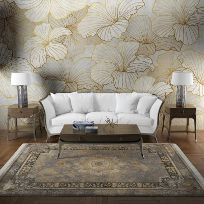 فرش ماشینی هیوا طرح طلاکوب BE-2002 بژ ۷۰۰ شانه