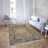 فرش ماشینی هیوا طرح طلاکوب BE-2002 بژ ۷۰۰ شانه